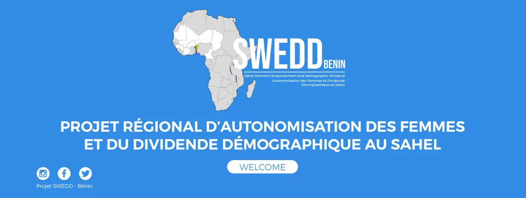 Carte de l'Afrique avec mise en avant de la région du Sahel et texte sur un projet régional d'autonomisation des femmes au Sahel