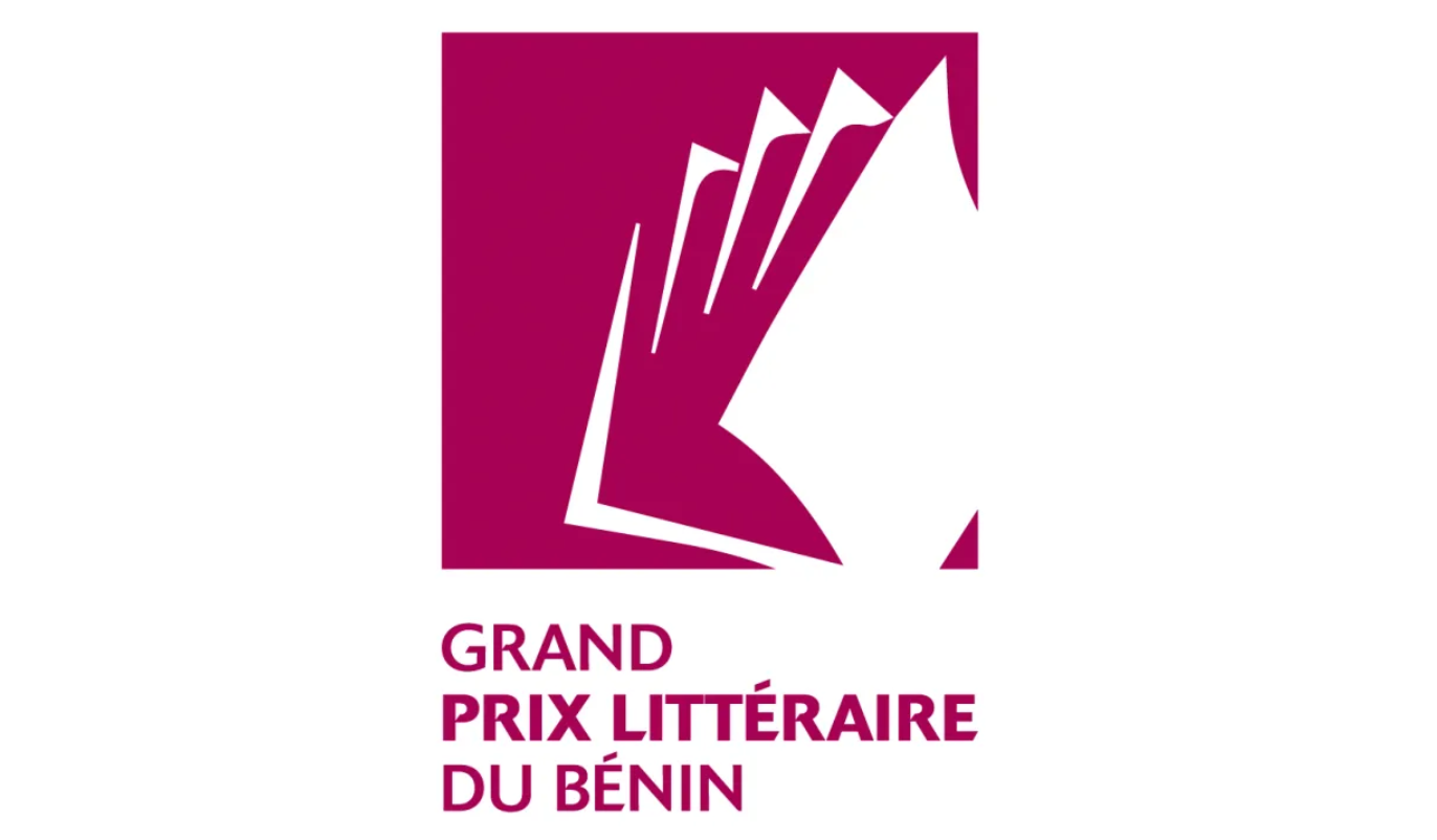 Logo stylisé en rouge représentant des pages de livre et le texte Grand Prix Littéraire du Bénin