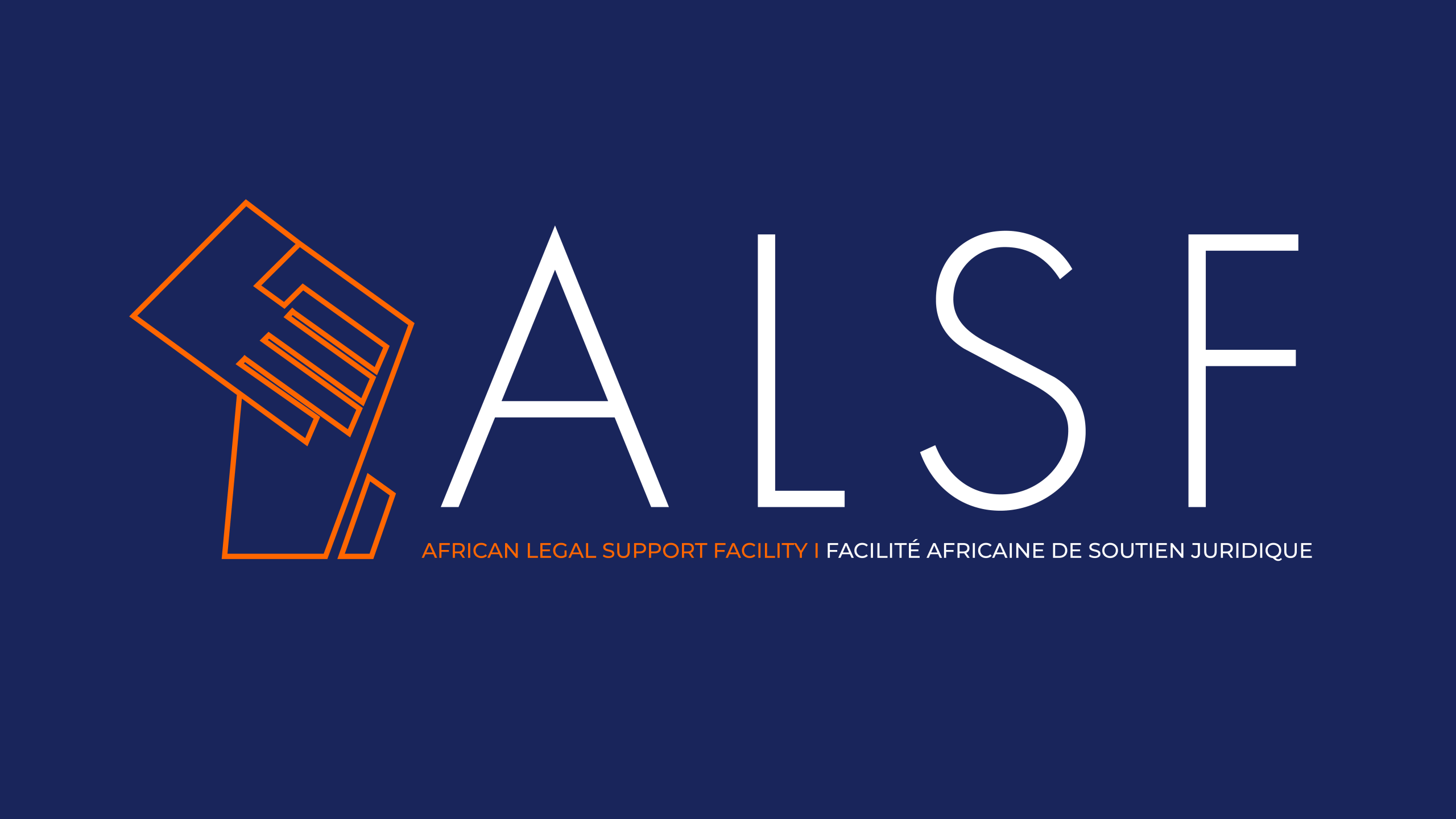 Logo avec une carte stylisée de l'Afrique orange et les lettres blanches ALSF sur fond bleu marine